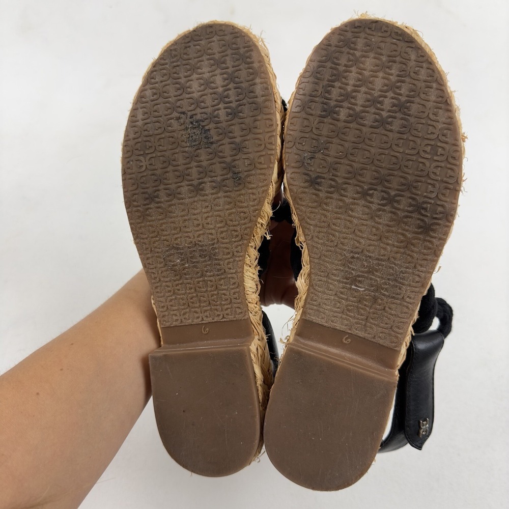 Sam Edelman Black Cristan Rope Sandals Espadrille Sz 6 Ankle‎ Strap Woven $72 - Picture 9 of 10